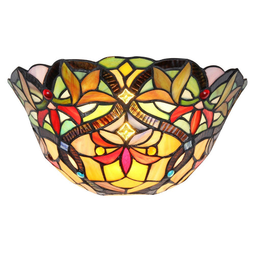 Tiffany Style Wall Sconce with Irregular Curved Edges, Multicolor