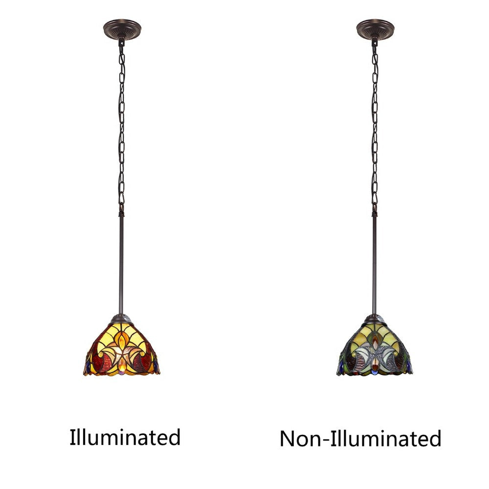 CHLOE Lighting ADIA Victorian Tiffany-Syle Dark Bronze 1 Light Mini Pendant 8’’ Wide CHL-CH38632AV08-DP1