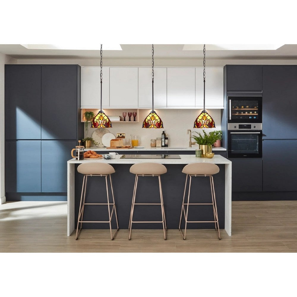 CHLOE Lighting ADIA Victorian Tiffany-Syle Dark Bronze 1 Light Mini Pendant 8’’ Wide CHL-CH38632AV08-DP1