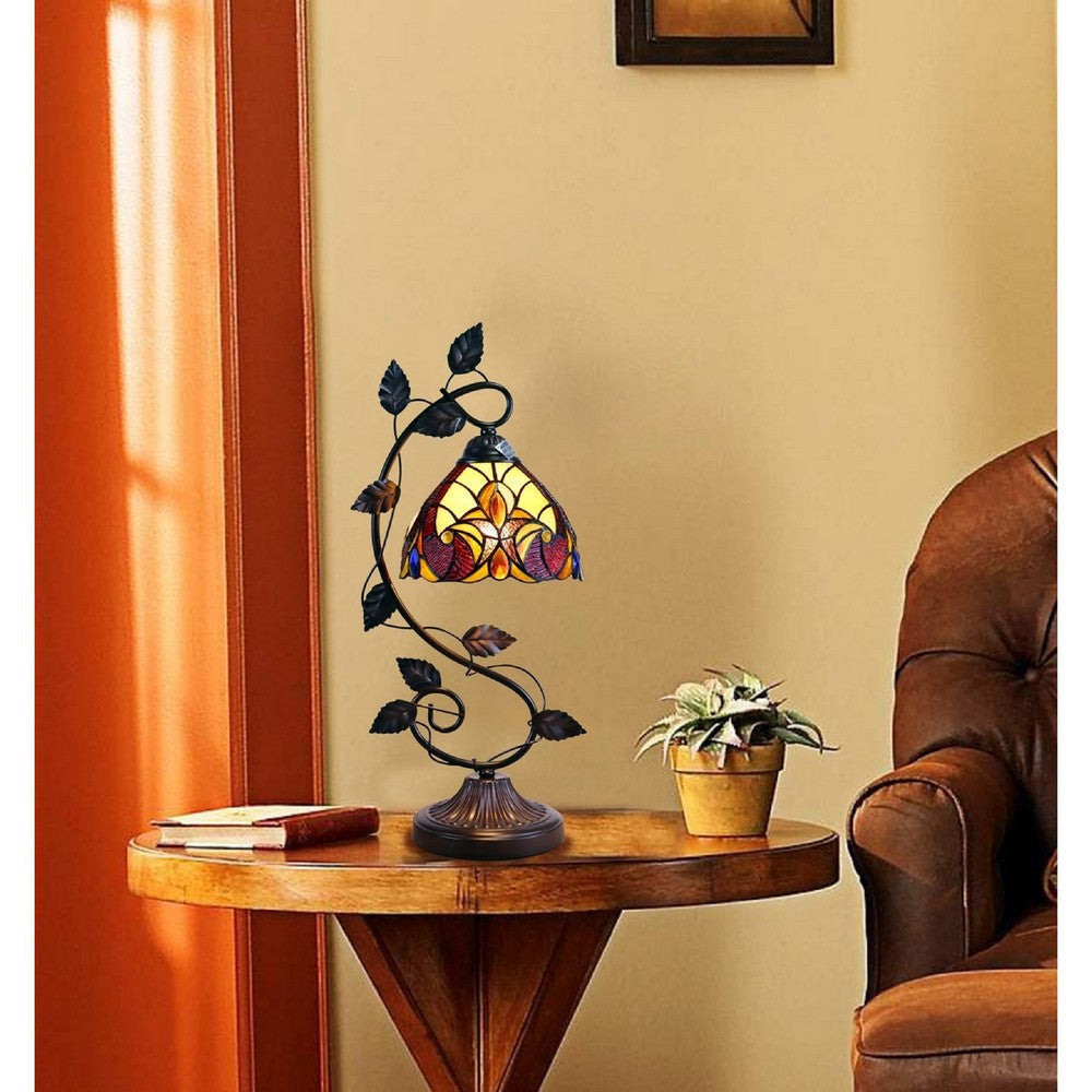 CHLOE Lighting ADIA Victorian Tiffany-Syle Dark Bronze 1 Light Accent Table Lamp 8’’ Wide CHL-CH38632AV08-NT1
