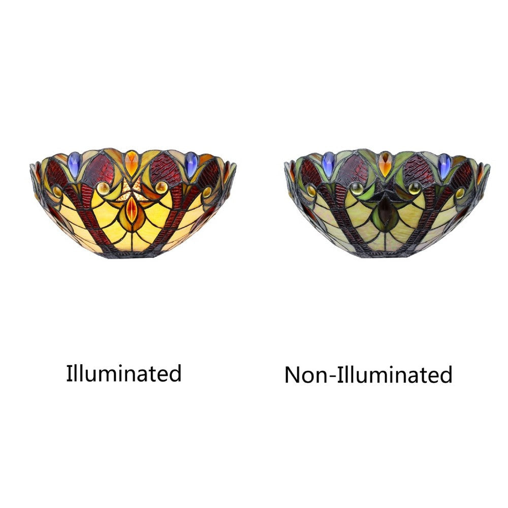 CHLOE Lighting ADIA Victorian Tiffany-Syle Dark Bronze 1 Light Wall Sconce 12’’ Wide CHL-CH38632AV12-WS1