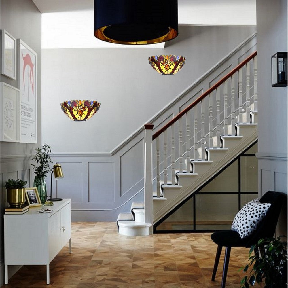 CHLOE Lighting ADIA Victorian Tiffany-Syle Dark Bronze 1 Light Wall Sconce 12’’ Wide CHL-CH38632AV12-WS1