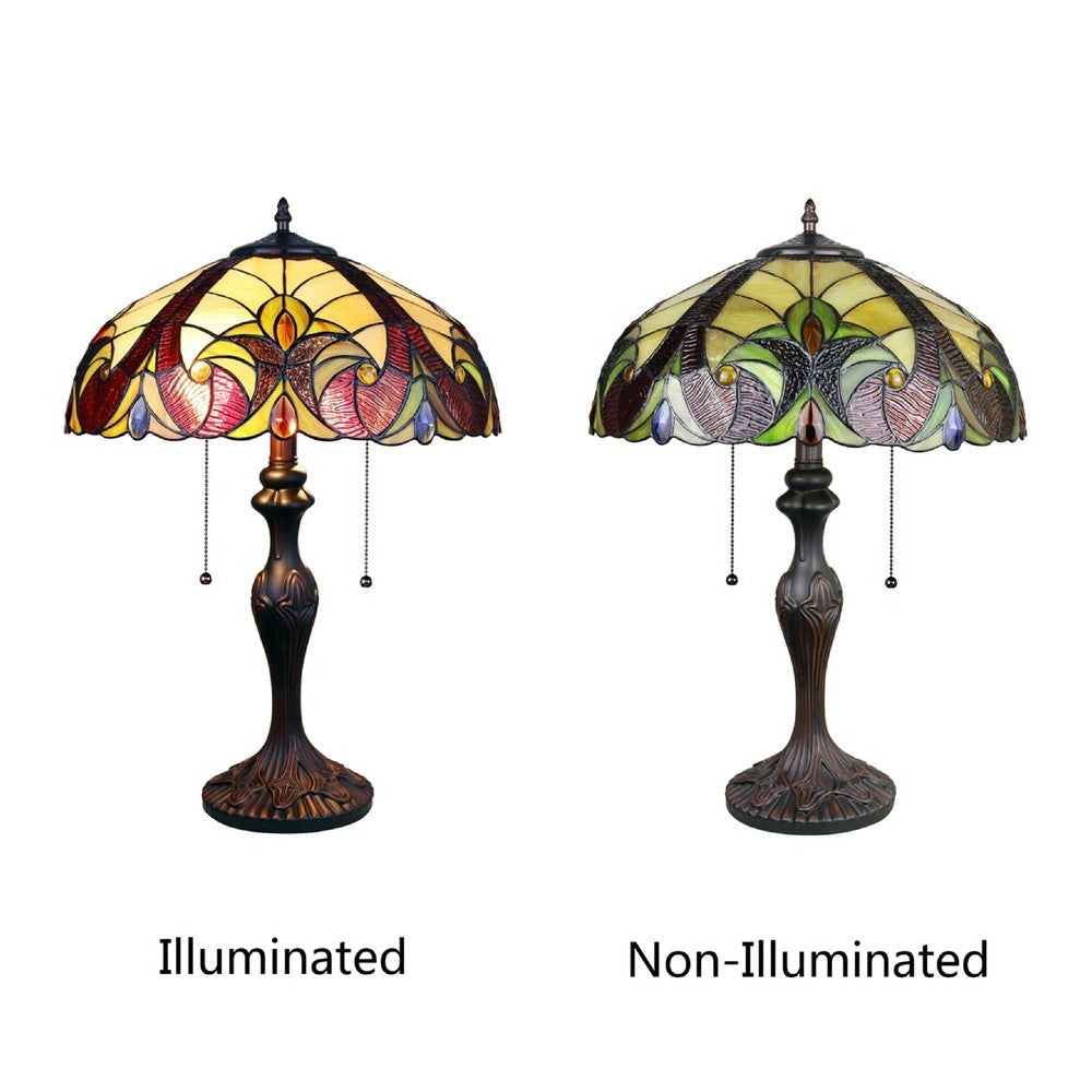 CHLOE Lighting ADIA Victorian Tiffany-Syle Dark Bronze 2 Light Table Lamp 16’’ Wide CHL-CH38632AV16-TL2