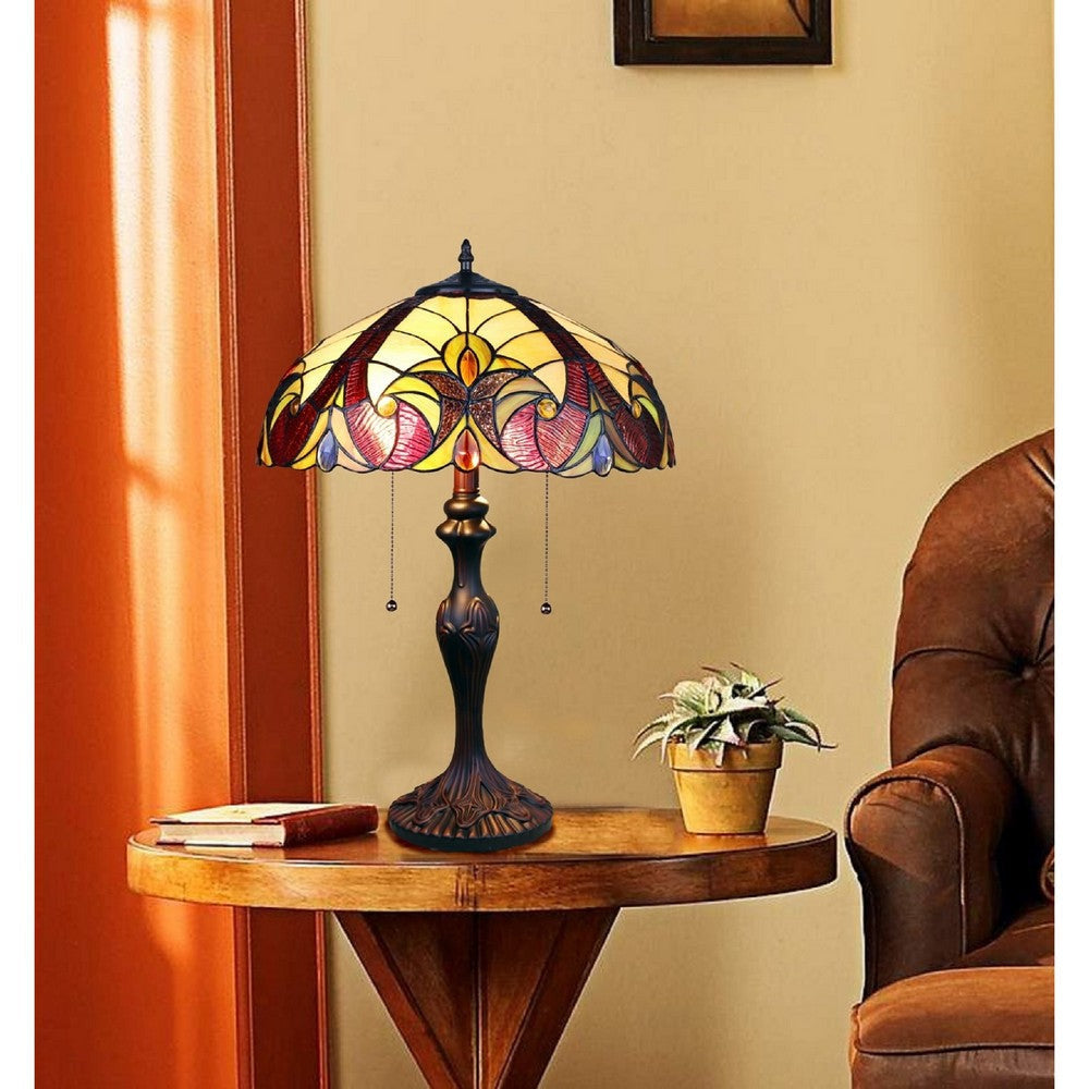 CHLOE Lighting ADIA Victorian Tiffany-Syle Dark Bronze 2 Light Table Lamp 16’’ Wide CHL-CH38632AV16-TL2