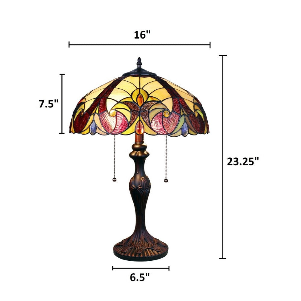 CHLOE Lighting ADIA Victorian Tiffany-Syle Dark Bronze 2 Light Table Lamp 16’’ Wide CHL-CH38632AV16-TL2
