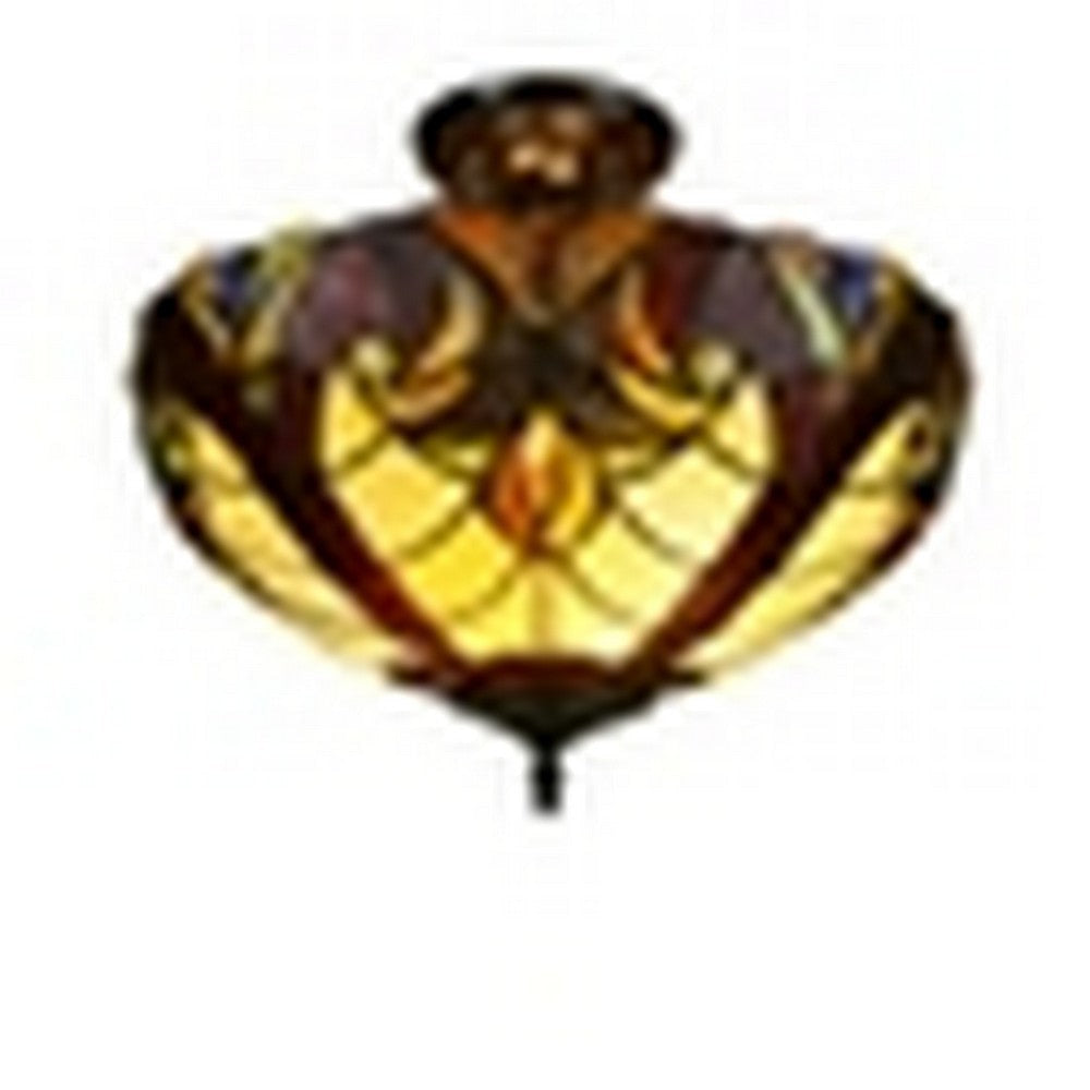 CHLOE Lighting ADIA Victorian Tiffany-Style Dark Bronze 2 Light Semi-Flush Fixture 16’’ Wide CHL-CH38632AV16-UF2
