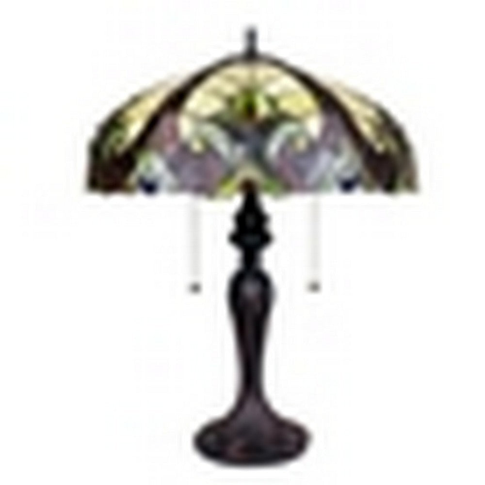 CHLOE Lighting ADIA Victorian Tiffany-Style Dark Bronze 2 Light Table Lamp 18’’ Wide CHL-CH38632AV18-TL2