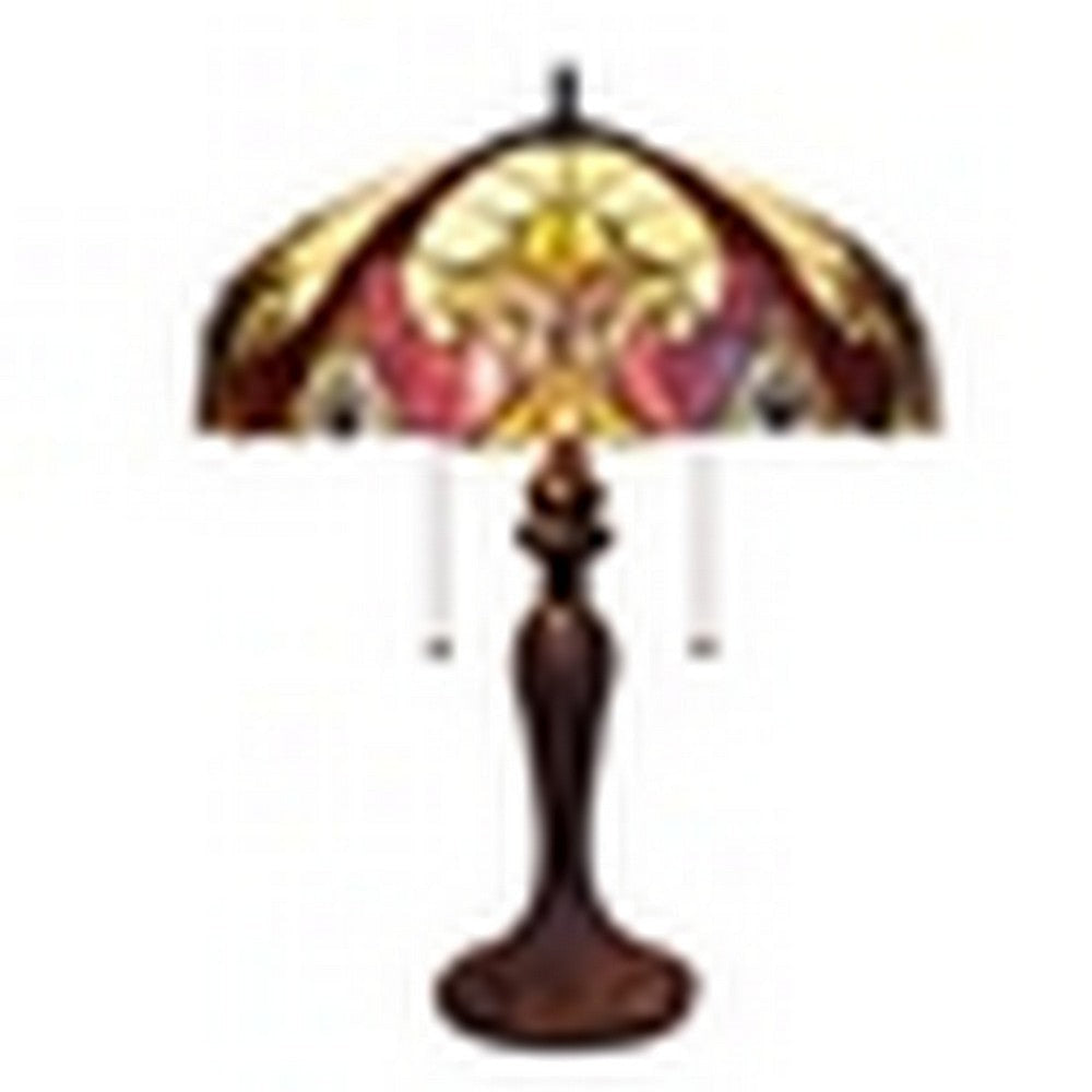 CHLOE Lighting ADIA Victorian Tiffany-Style Dark Bronze 2 Light Table Lamp 18" Wide