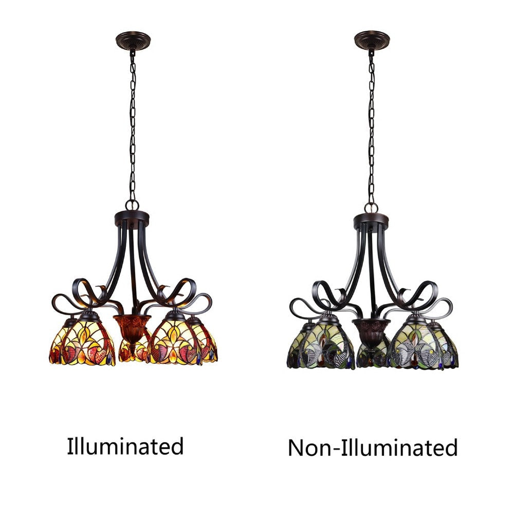 CHLOE Lighting ADIA Victorian Tiffany-Style Dark Bronze 5 Light Large Chandelier 24’’ Wide CHL-CH38632AV24-DD5