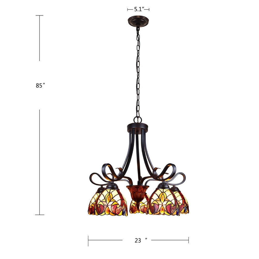CHLOE Lighting ADIA Victorian Tiffany-Style Dark Bronze 5 Light Large Chandelier 24’’ Wide CHL-CH38632AV24-DD5