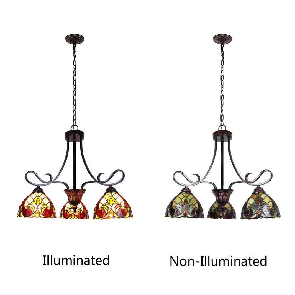CHLOE Lighting ADIA Victorian Tiffany-Style Dark Bronze 3 Light Mini Chandelier 25’’ Wide CHL-CH38632AV25-DD3