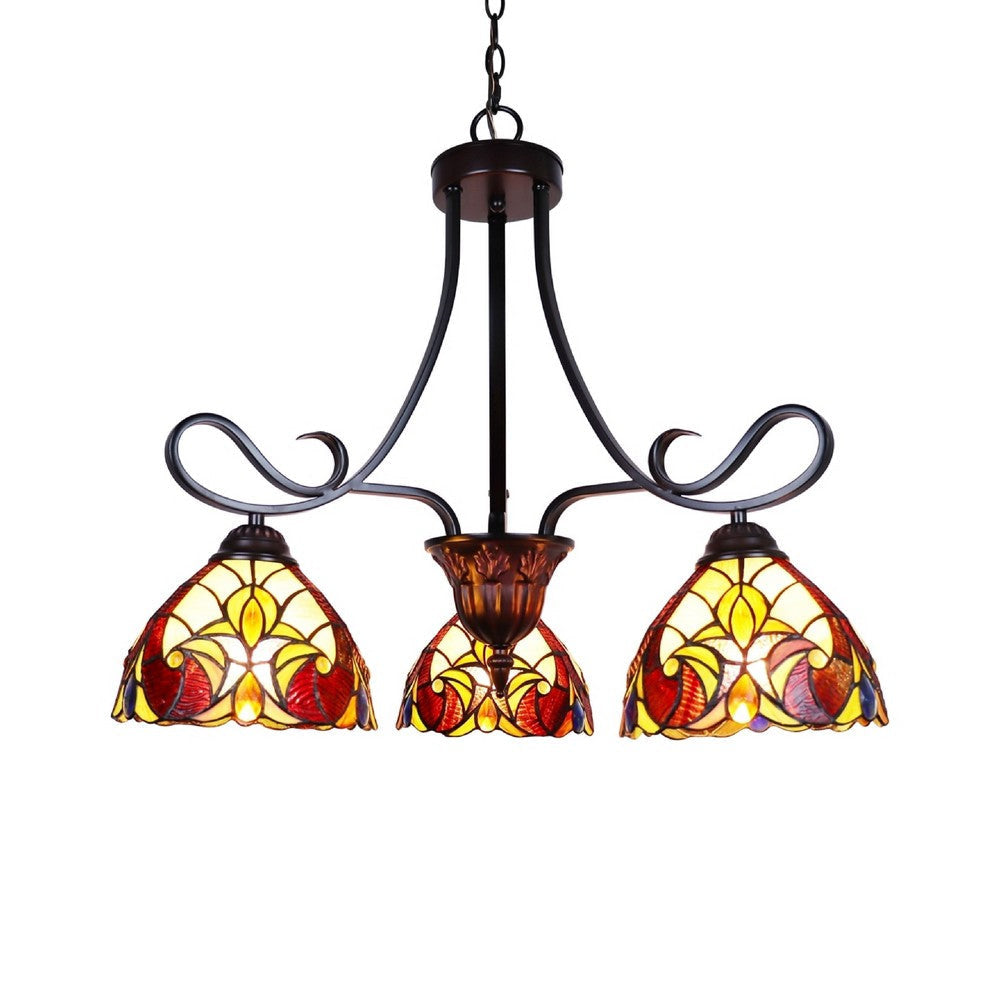 CHLOE Lighting ADIA Victorian Tiffany-Style Dark Bronze 3 Light Mini Chandelier 25" Wide