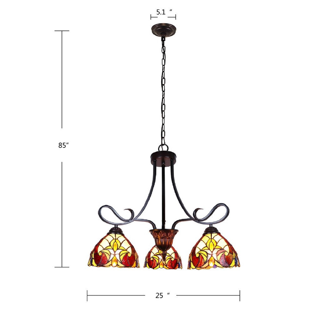 CHLOE Lighting ADIA Victorian Tiffany-Style Dark Bronze 3 Light Mini Chandelier 25’’ Wide CHL-CH38632AV25-DD3