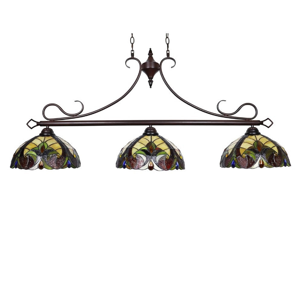 CHLOE Lighting ADIA Victorian Tiffany-style Dark Bronze 3 Light Island Pendant 47’’ Wide CHL-CH38632AV47-IL3