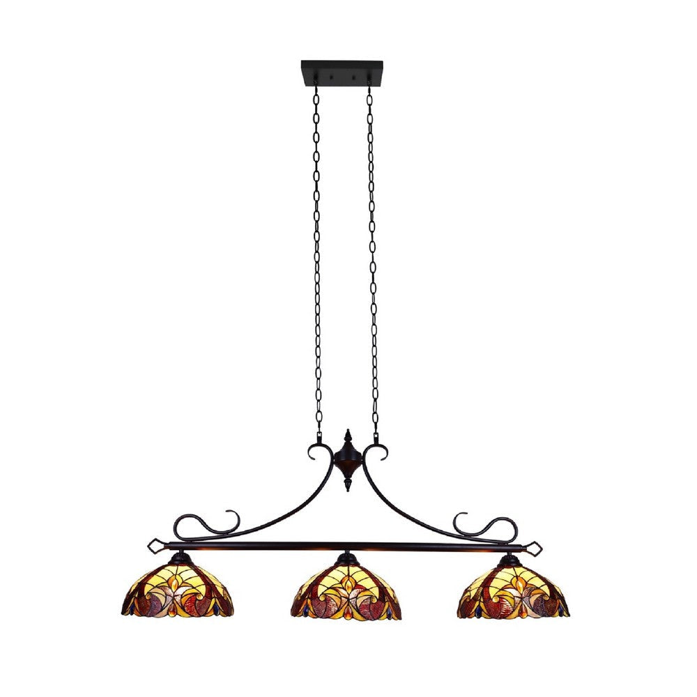 CHLOE Lighting ADIA Victorian Tiffany-style Dark Bronze 3 Light Island Pendant 47’’ Wide CHL-CH38632AV47-IL3