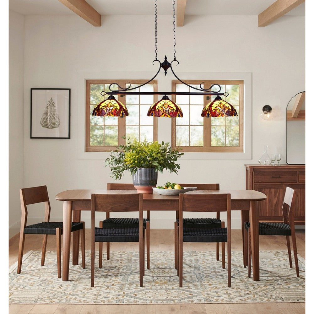 CHLOE Lighting ADIA Victorian Tiffany-style Dark Bronze 3 Light Island Pendant 47’’ Wide CHL-CH38632AV47-IL3