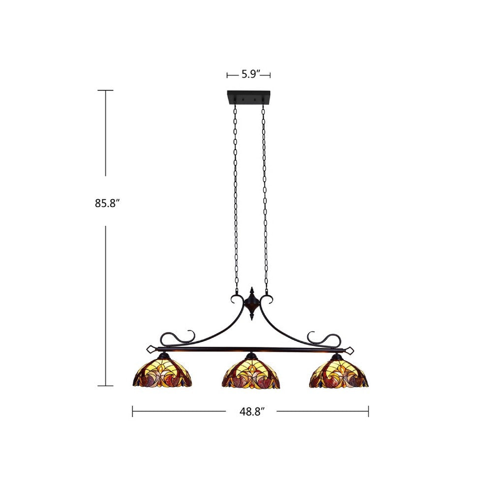 CHLOE Lighting ADIA Victorian Tiffany-style Dark Bronze 3 Light Island Pendant 47’’ Wide CHL-CH38632AV47-IL3
