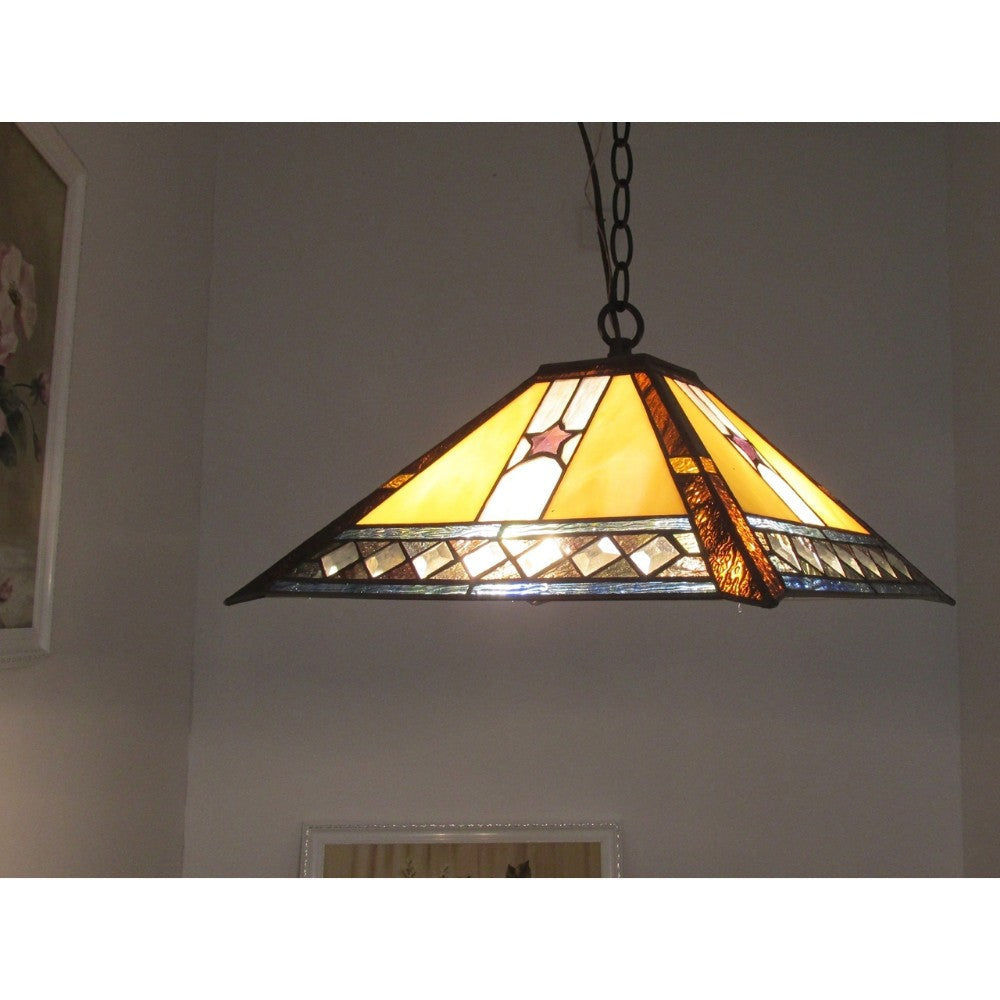 TRISTAN Tiffany-style 2 Light Mission Hanging Pendant Fixture 16’’ Shade CHL-CH38847PM16-DH2