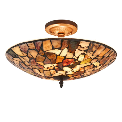 CHLOE Lighting SANDY Mosaic 2 Light Semi-flush Ceiling Fixture 16" Shade