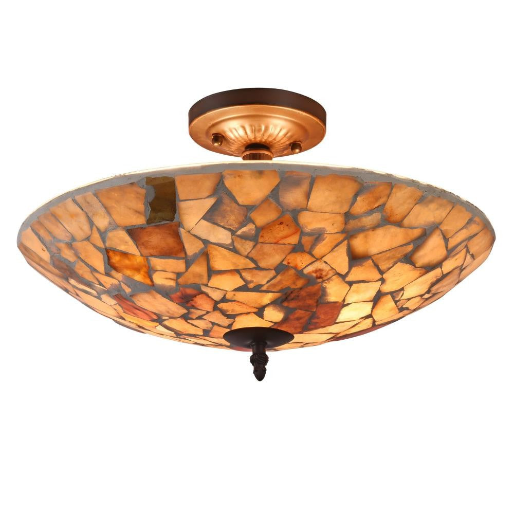 CHLOE Lighting KAI Mosaic 2 Light Semi-flush Ceiling Fixture 16" Shade