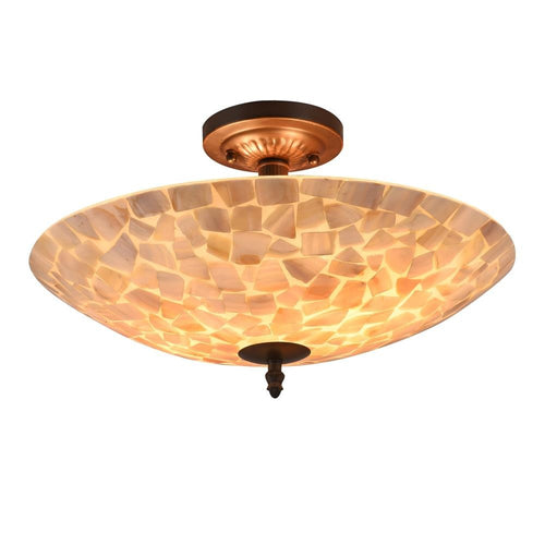 CHLOE Lighting SALLY Mosaic 2 Light Semi-flush Ceiling Fixture 16" Shade
