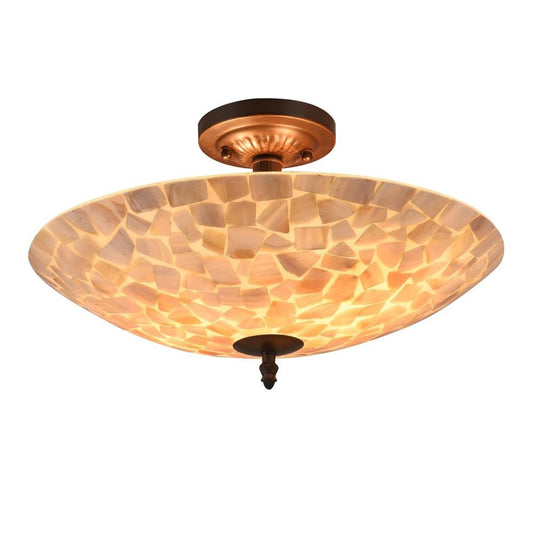CHLOE Lighting SALLY Mosaic 2 Light Semi-flush Ceiling Fixture 16" Shade