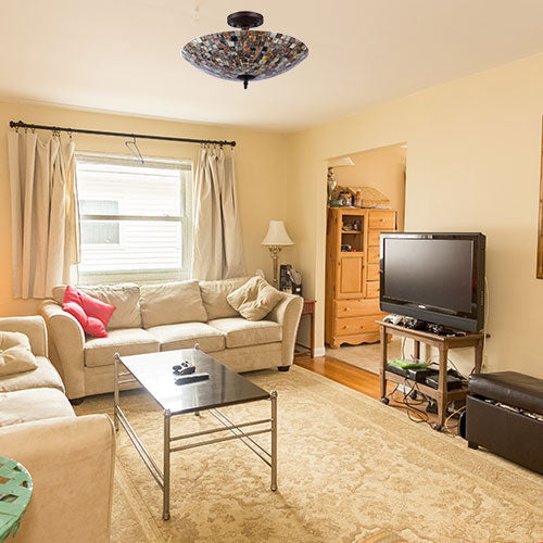 CHLOE Lighting SHELLEY Mosaic 2 Light Semi-flush Ceiling Fixture 16" Shade