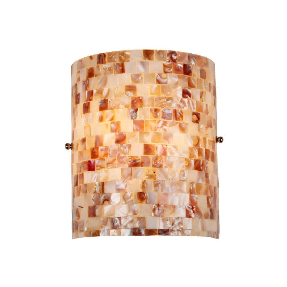 Transitional Style Wall sconce with Glass Shade and Sea Shell Black CHL-CH3CD28CC08-WS1