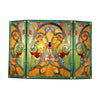 3 Panel Scrolled Design Folding Fireplace Screen, Multicolor