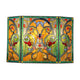 3 Panel Scrolled Design Folding Fireplace Screen, Multicolor