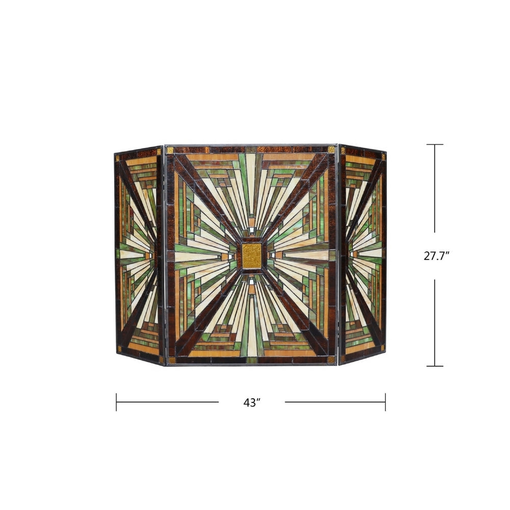 CHLOE Lighting INNES Tiffany-style 3pcs Folding Mission Fireplace Screen 45’’ Wide CHL-CH3F359MR45-GFS