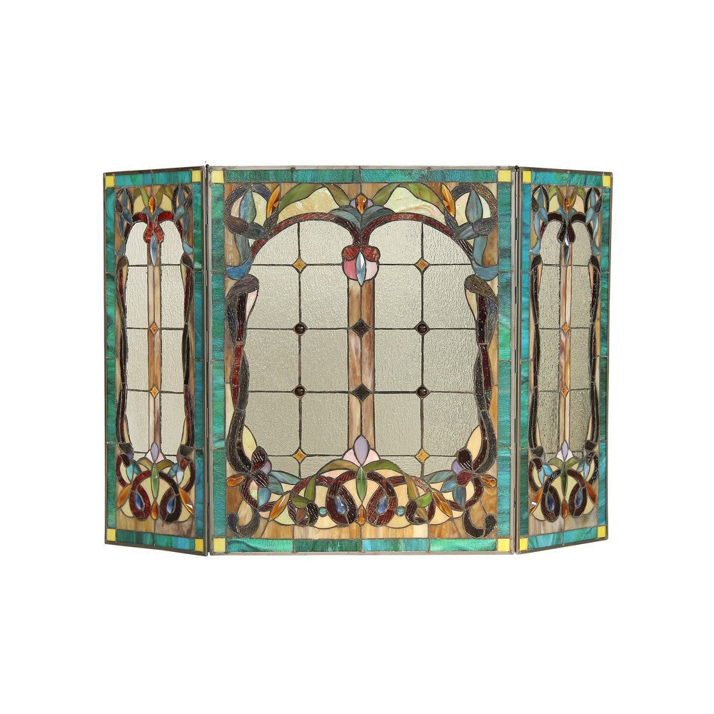 Lucian Tiffany-Style 3Pcs Folding Victorian Fireplace Screen 44X28 CHL-CH3F375VG44-GFS