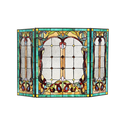 Lucian, Tiffany-Style 3Pcs Folding Victorian Fireplace Screen 44X28