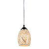 Textured Lines Dome Glass Shade Pendant Light with Hanging Cord, Beige