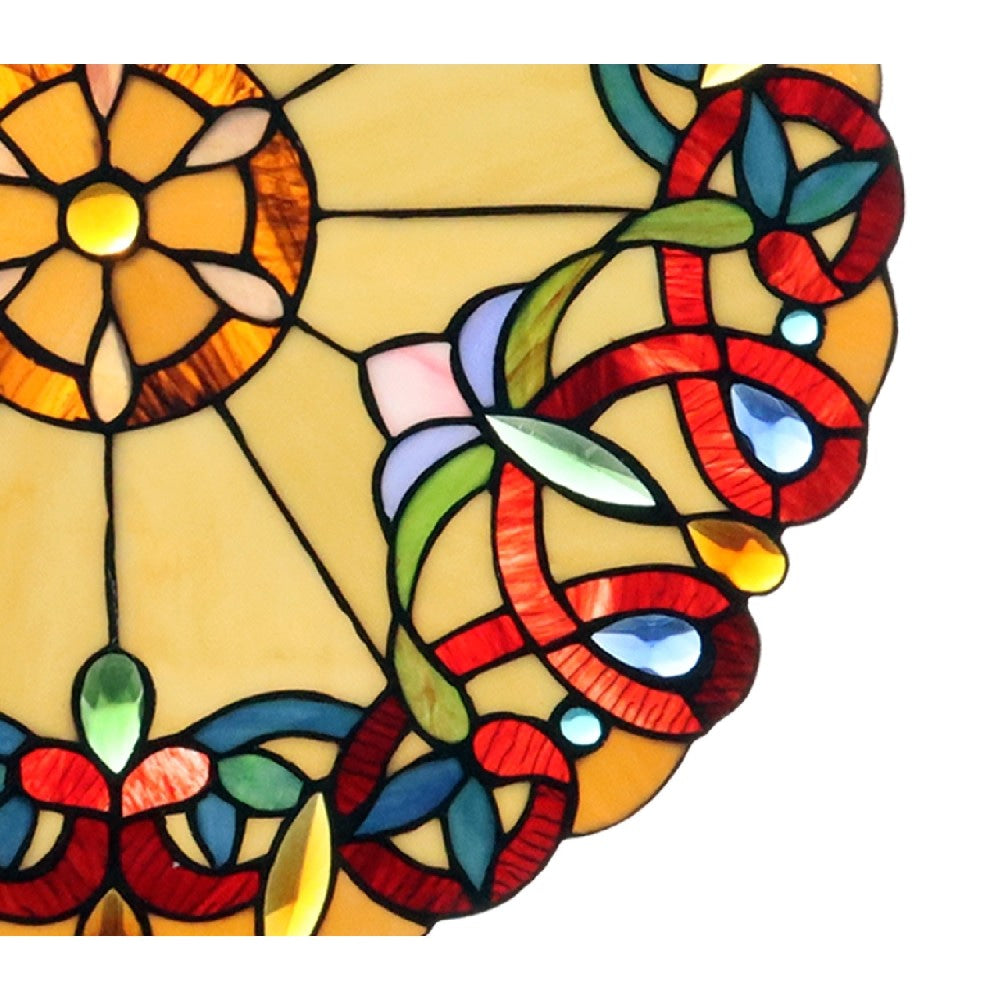 CHLOE Lighting ADALEE Tiffany-style Victorian Stained Glass Window Panel 20’’ Height CHL-CH3P019AV20-RND