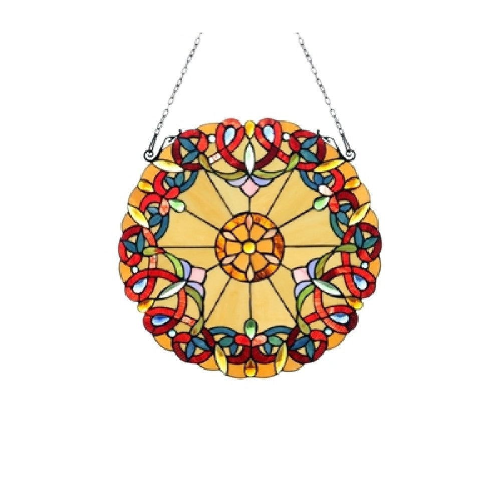 CHLOE Lighting ADALEE Tiffany-style Victorian Stained Glass Window Panel 20" Height