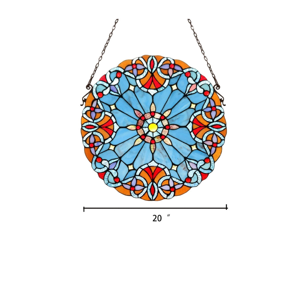 CHLOE Lighting AMIYA Tiffany-style Victorian Stained Glass Window Panel 20’’ Height CHL-CH3P020BV20-RND