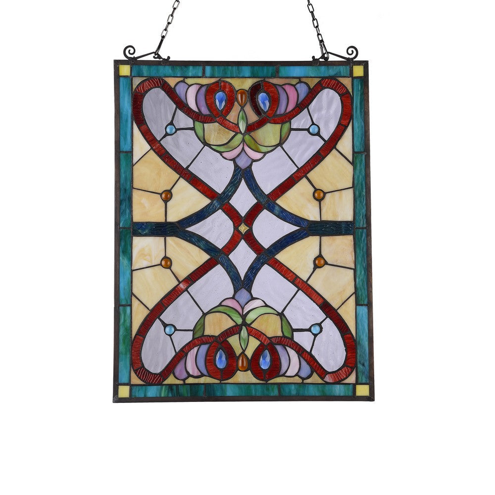 Lighting ANNA Tiffany-style Victorian Design Window Panel 18’’ x 25’’ CHL-CH3P083AV25-GPN