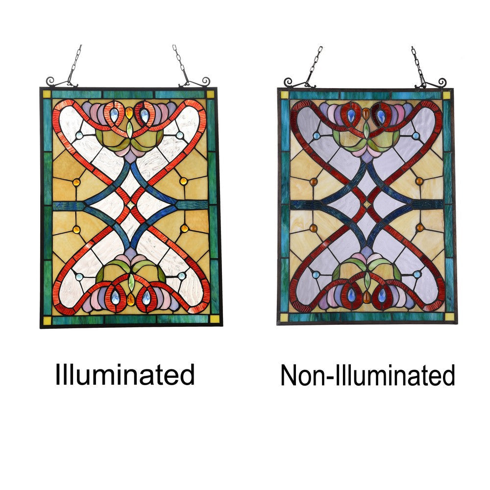 Lighting ANNA Tiffany-style Victorian Design Window Panel 18’’ x 25’’ CHL-CH3P083AV25-GPN