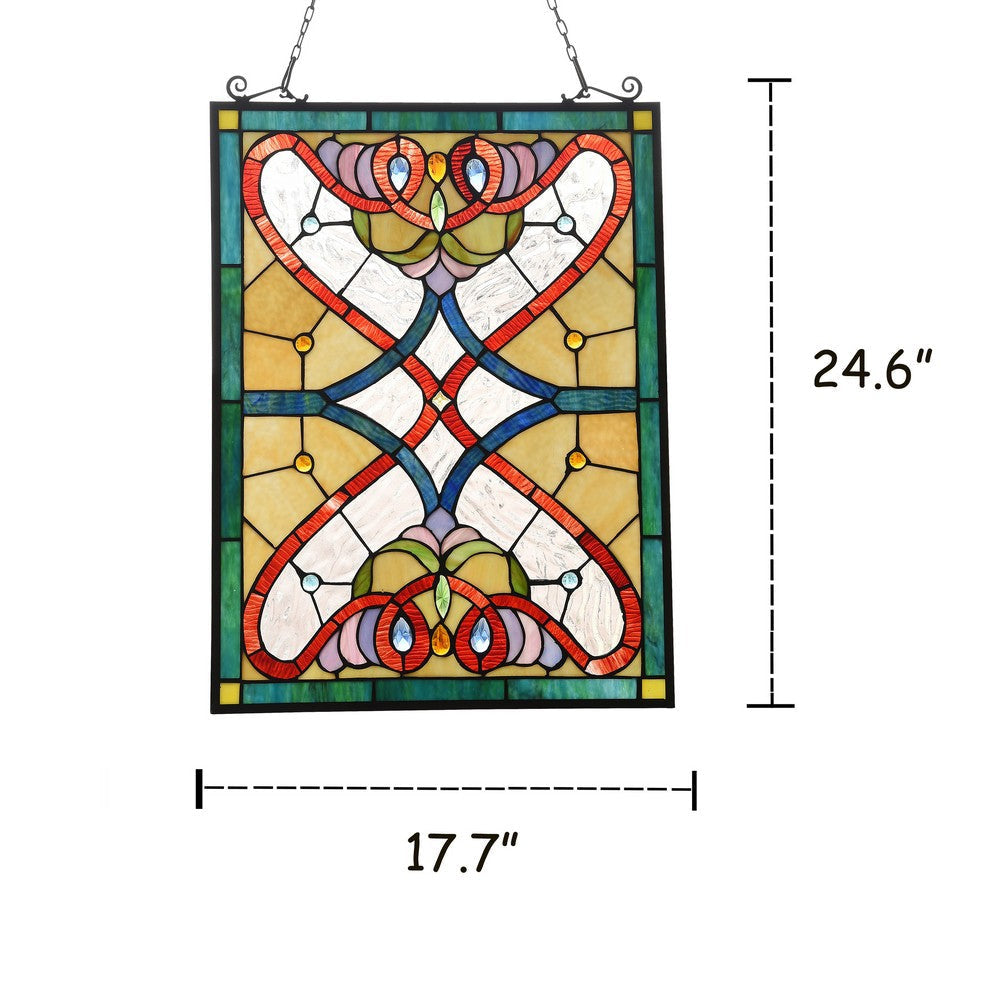 Lighting ANNA Tiffany-style Victorian Design Window Panel 18’’ x 25’’ CHL-CH3P083AV25-GPN