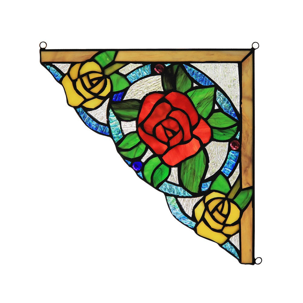 Lighting ROSELIA Floral Tiffany-glass Window Panel 10’’ Wide CHL-CH3P106RF10-CGP