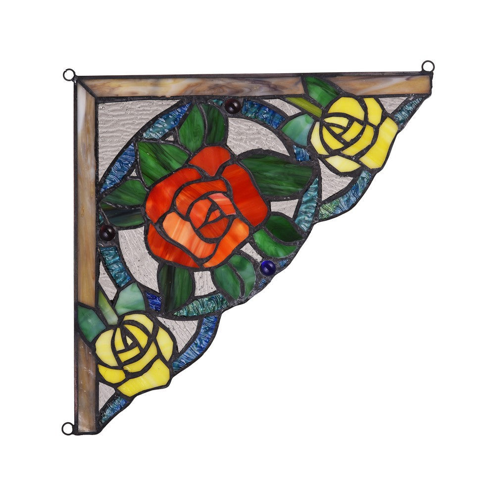 Lighting ROSELIA Floral Tiffany-glass Window Panel 10’’ Wide CHL-CH3P106RF10-CGP