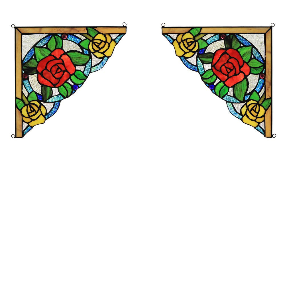 Lighting ROSELIA Floral Tiffany-glass Window Panel 10’’ Wide CHL-CH3P106RF10-CGP