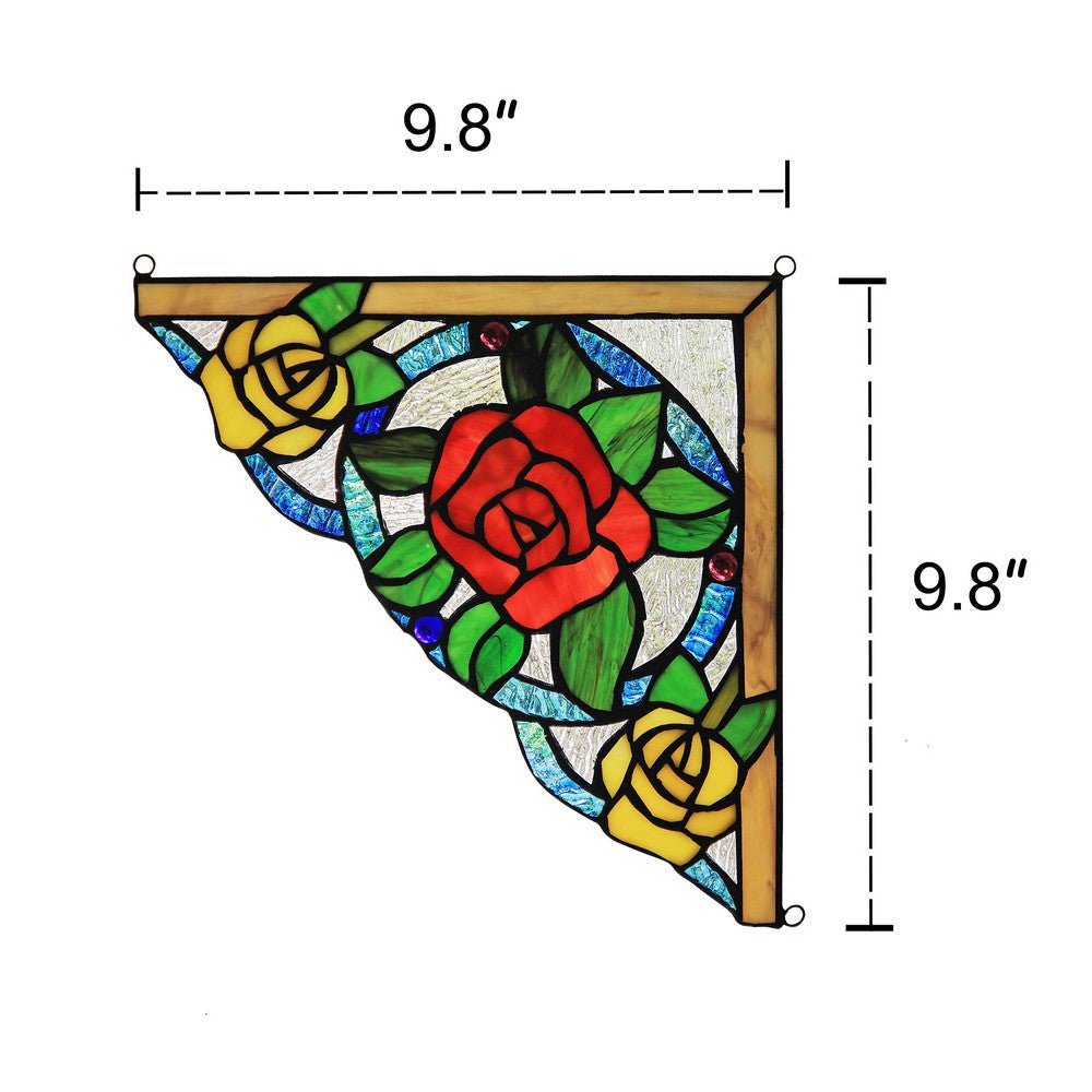 Lighting ROSELIA Floral Tiffany-glass Window Panel 10’’ Wide CHL-CH3P106RF10-CGP