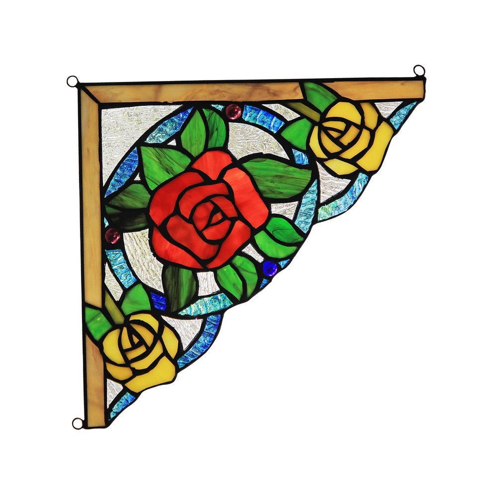 Lighting ROSELIA  Floral Tiffany-glass Window Panel 10" Wide