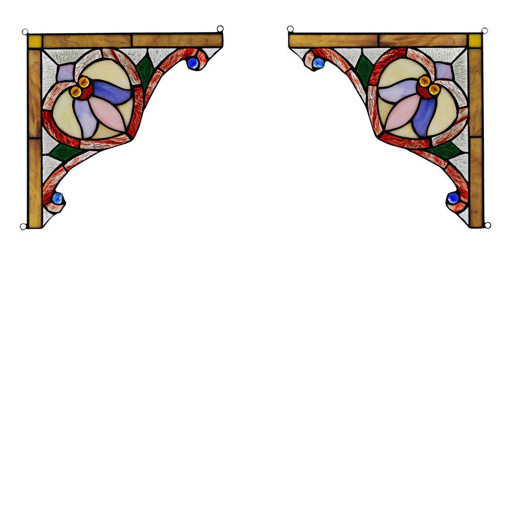 Lighting ARISTELLA Victorian Tiffany-glass Window Panel 10’’ Wide CHL-CH3P108RV10-CGP