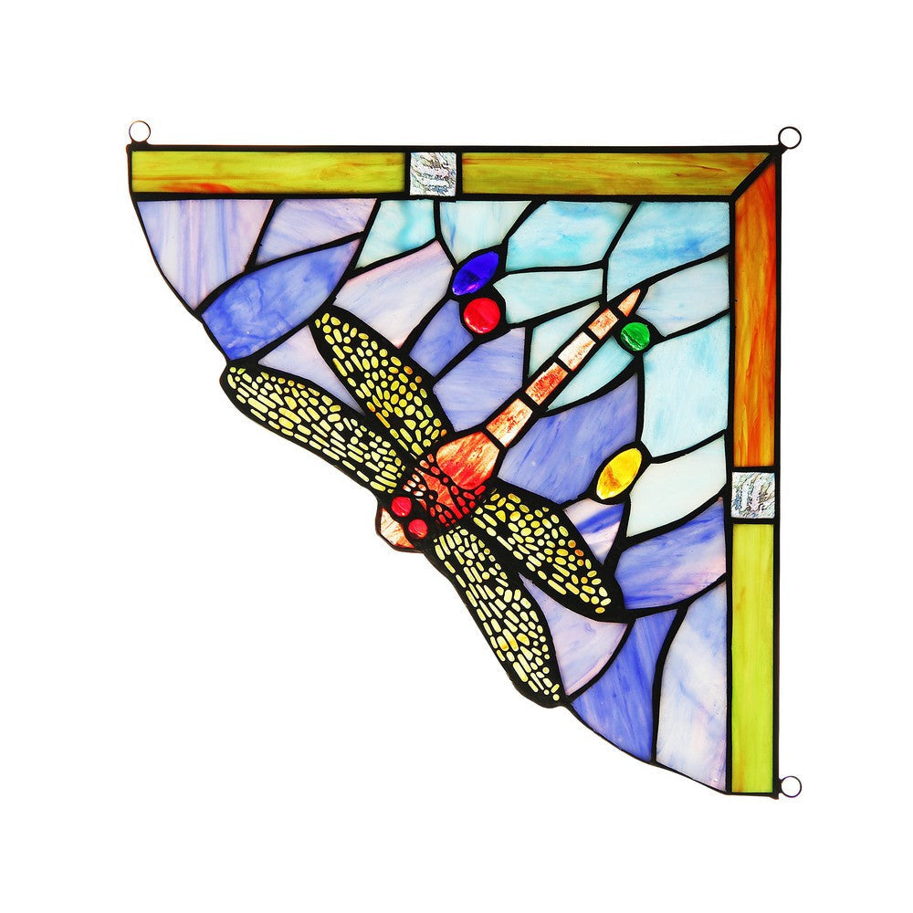 Lighting HARMONIA Dragonfly Tiffany-glass Window Panel 10’’ Wide CHL-CH3P109BD10-CGP