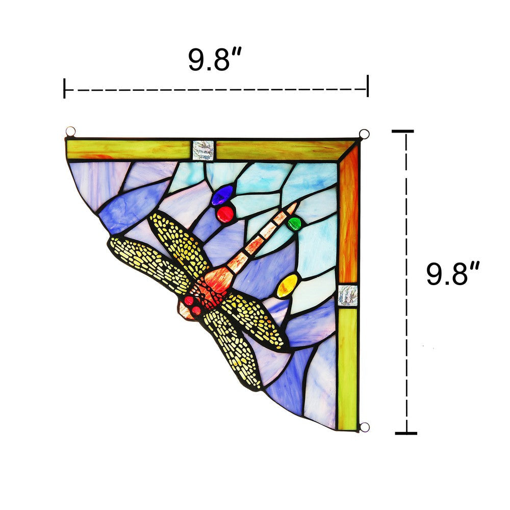 Lighting HARMONIA Dragonfly Tiffany-glass Window Panel 10’’ Wide CHL-CH3P109BD10-CGP