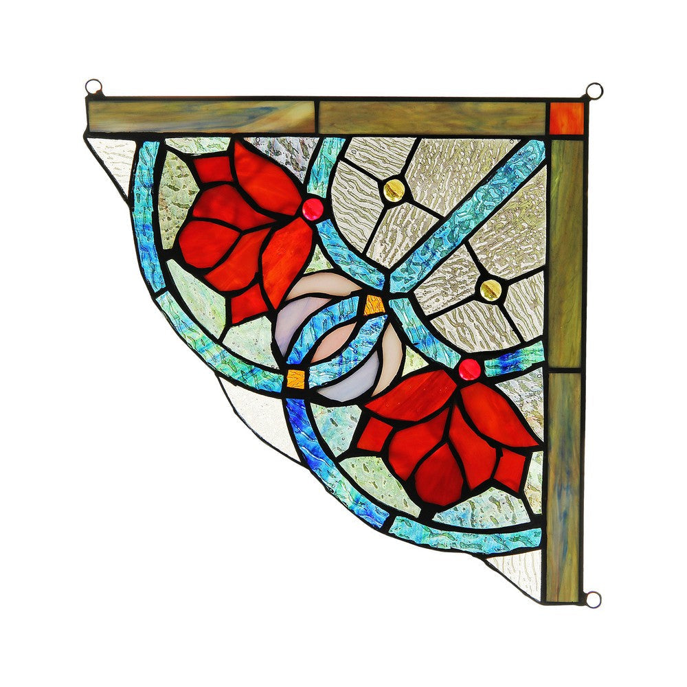 Lighting ROSEHEART Victorian Tiffany-glass Window Panel 10’’ Wide CHL-CH3P110RF10-CGP