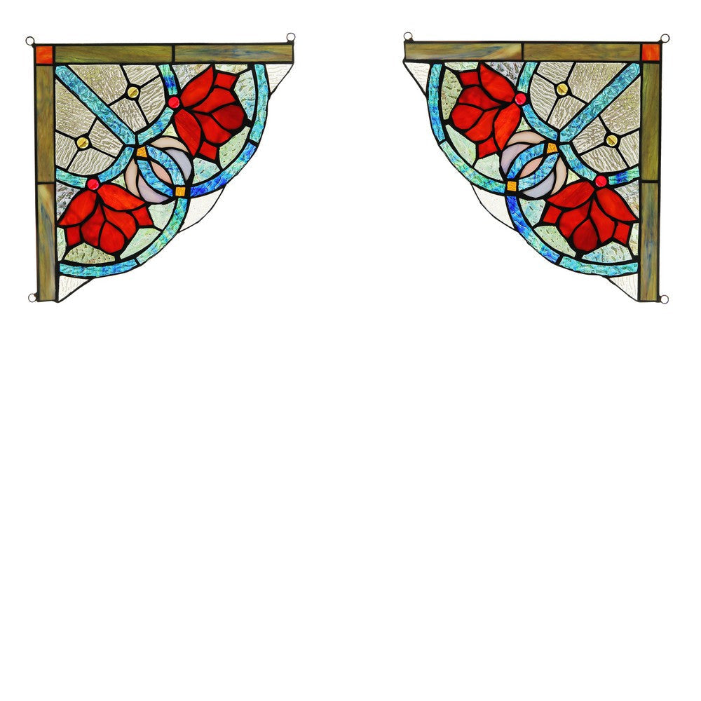 Lighting ROSEHEART Victorian Tiffany-glass Window Panel 10’’ Wide CHL-CH3P110RF10-CGP